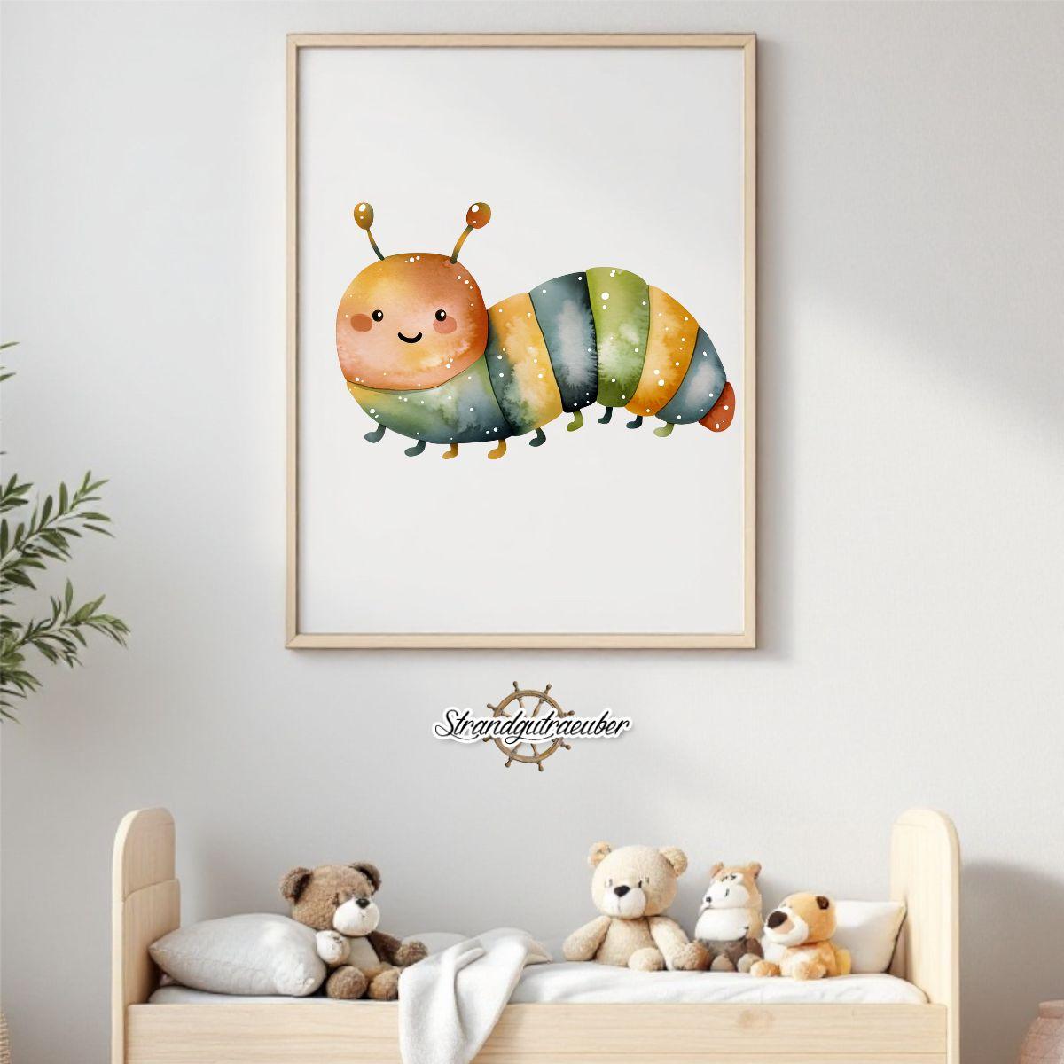 Buegelbild bunte Raupe Buegelbild bunte Raupe